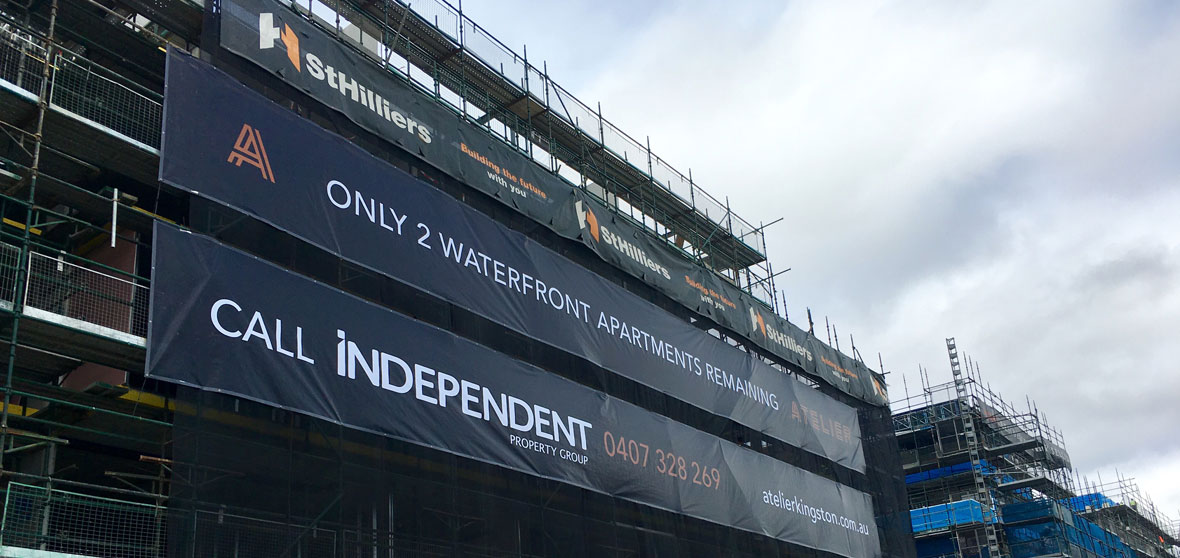 Banner Mesh on Scaffolding for St Hilliers by Mesh Direct