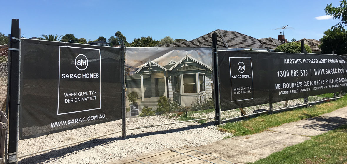 Banner Mesh on Temporary Fencing for Sarac Homes by Mesh Direct