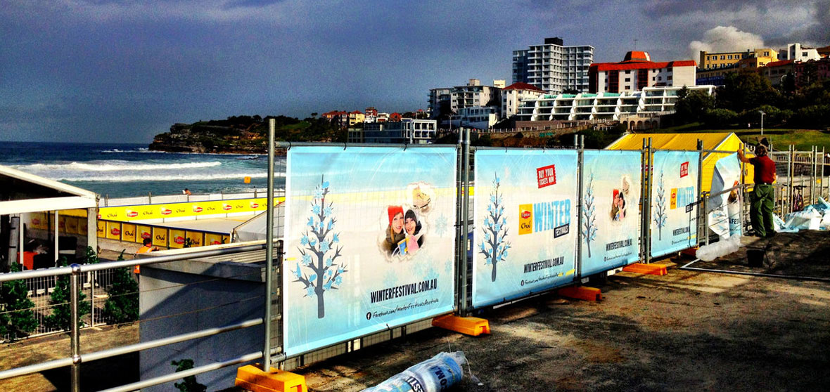 Banner Mesh Fence Panels for Winter Festival Bondi Beach by Mesh Direct