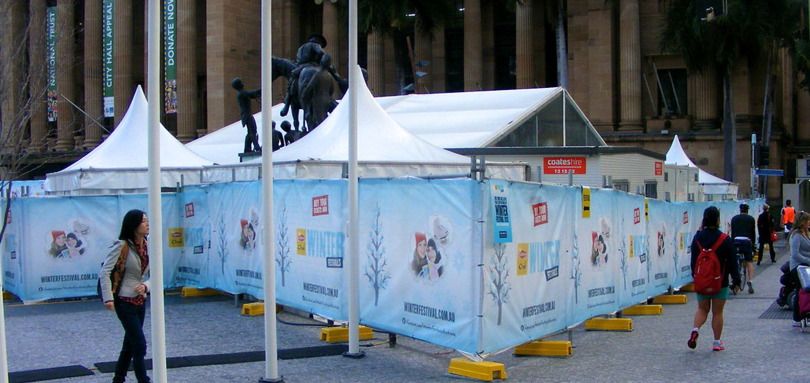Printed Shade Cloth for Winter Festival Bondi Beach by Mesh Direct