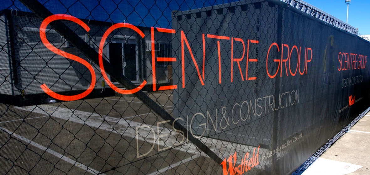 Banner Mesh on Temporary Fencing for Scentre Group by Mesh Direct