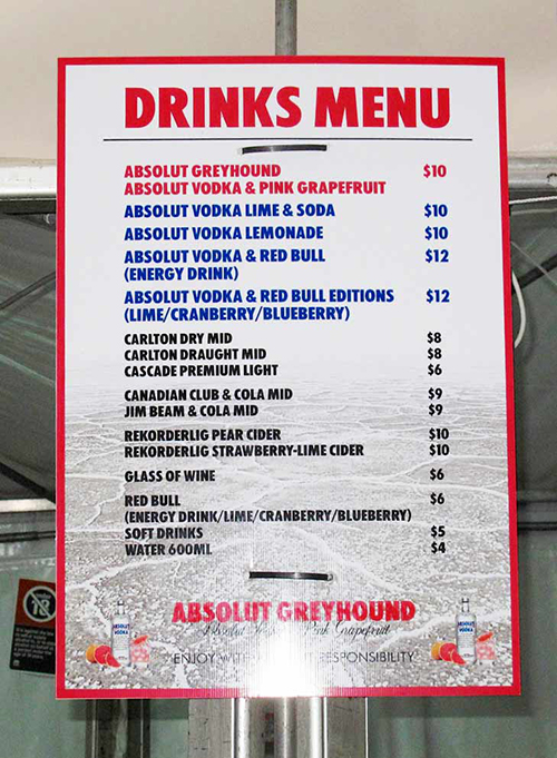 Event Signage Corflute Signage - Absolute Vodka by Mesh Direct