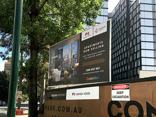 Vinyl Billboard for Frasers Connor Central Park by Mesh Direct