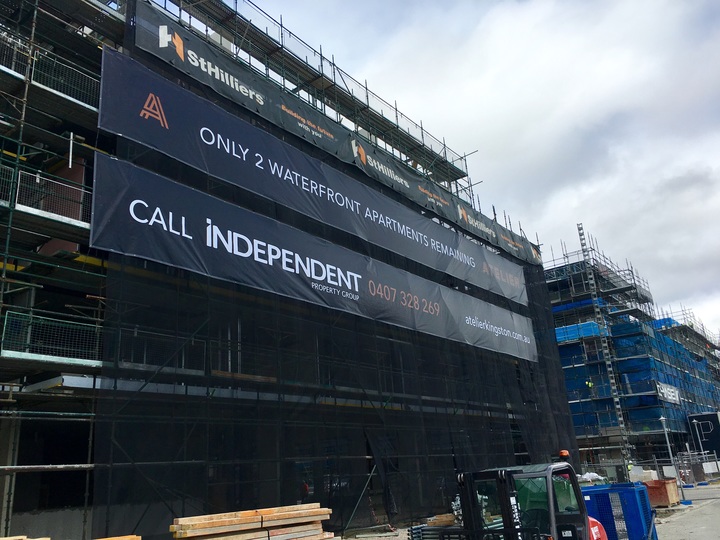 Construction AdvertSt Hilliers Banner Mesh on Scaffolding Construction Advertising - Banner Meshising - Banner Mesh